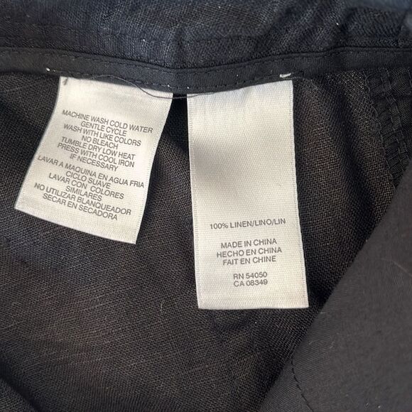 100% Linen black cropped pants Jones New York - Capri Pants Size 14 - Picture 8 of 8